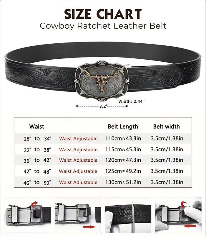 🔥LAST DAY 49% OFF - Adjustable Ratchet Western Belt (With Western Buckle)