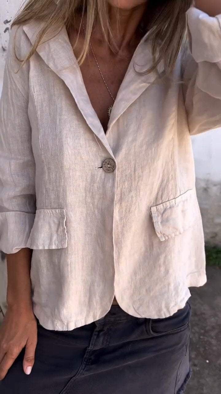 Cotton and Linen Casual Lapel Single-button Thin Coat