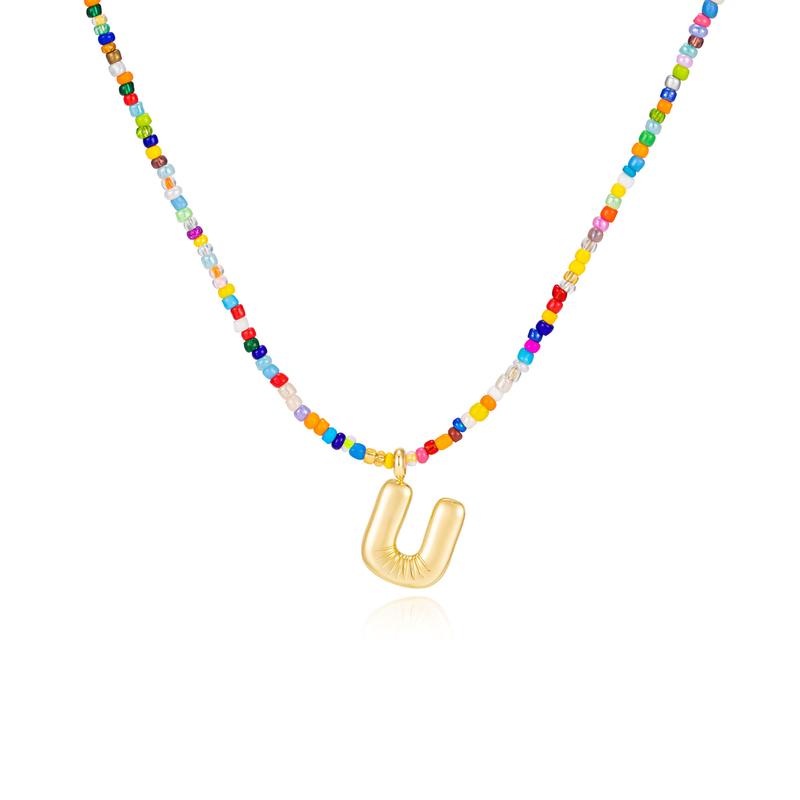 Custom Beaded Initial Necklace