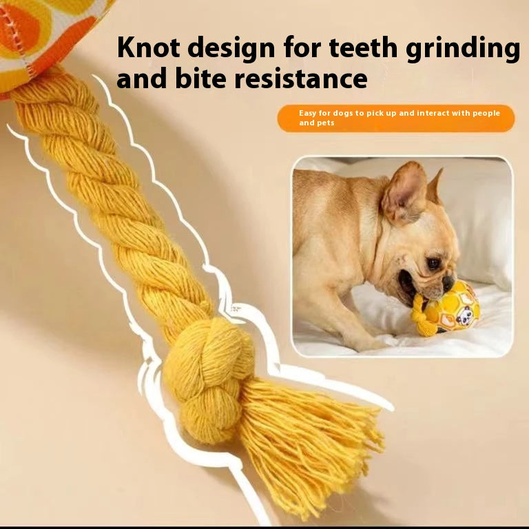 Plush Rattle Ball Toy with Cotton Rope Tail
