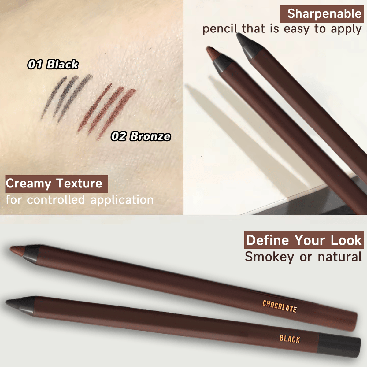 🎁Buy 1 Get 1 Free🔥 - 🌟24 HR Waterproof Eyeliner Duo Sharpenable Eye Pencil