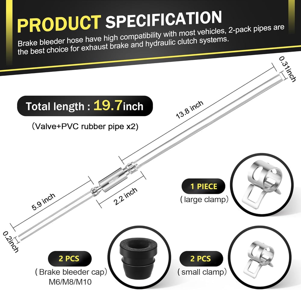⏰LAST DAY 49% OFF - Brake Bleeder Hose(One Way Check Valve Tube Bleeding Tool Kit)