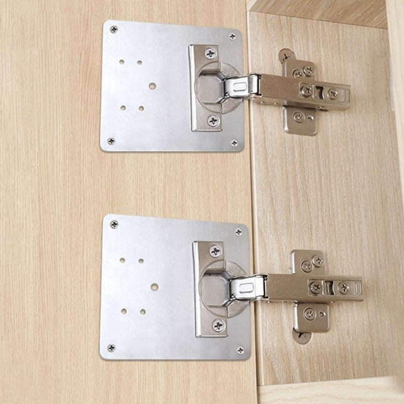 Stainless Steel Cabinet Hinge Repair Kit – Universal Mounting Plates with Screws