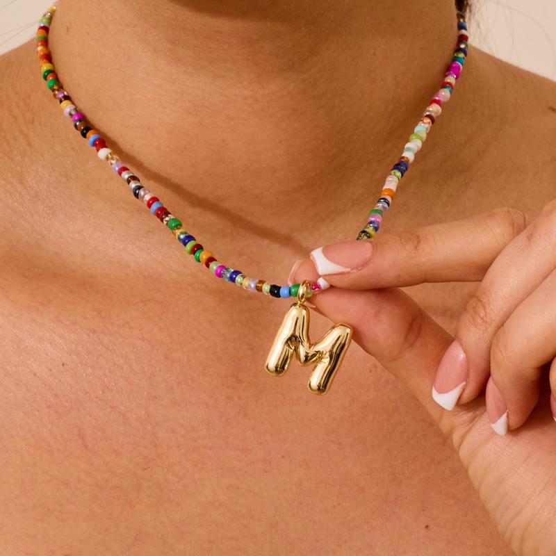 Custom Beaded Initial Necklace