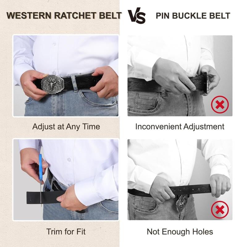 🔥LAST DAY 49% OFF - Adjustable Ratchet Western Belt (With Western Buckle)