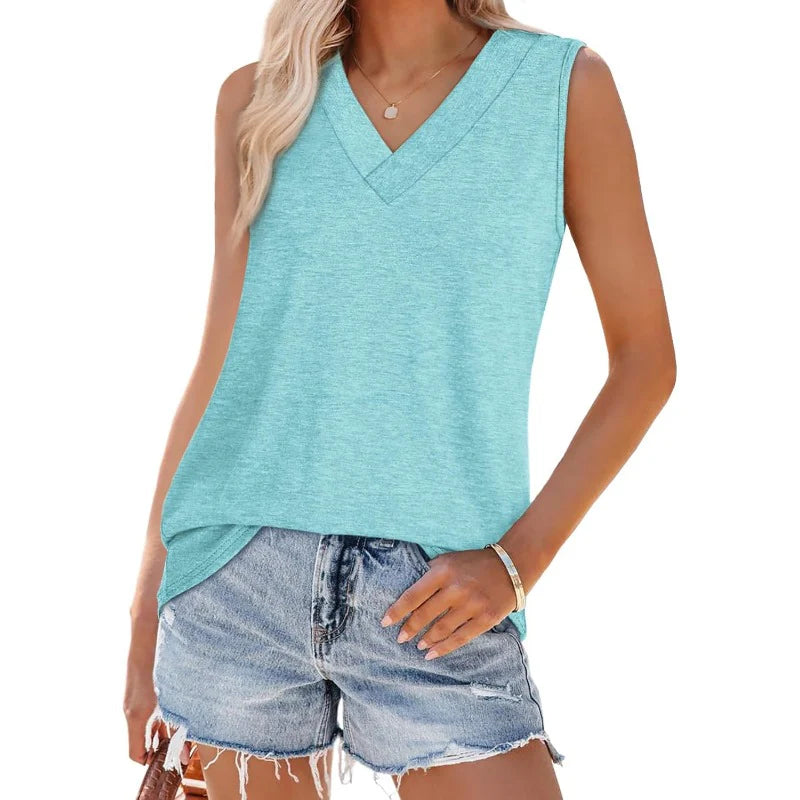 Lightweight V-Neck Sleeveless Tank Top – Soft, Stretchy & Summer-Ready