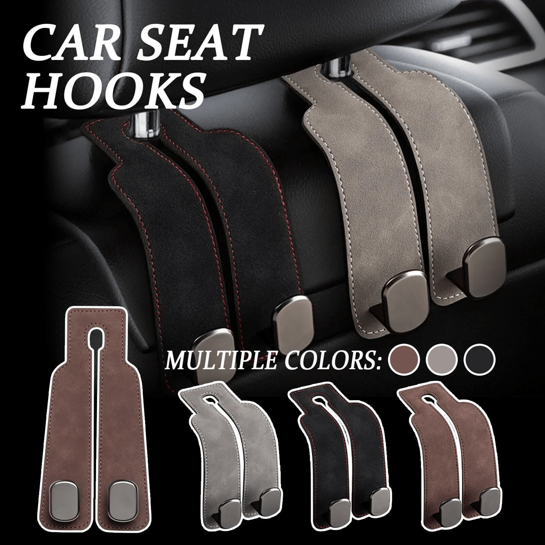 Eptchn TwinHook Leather Car Headrest Hangers