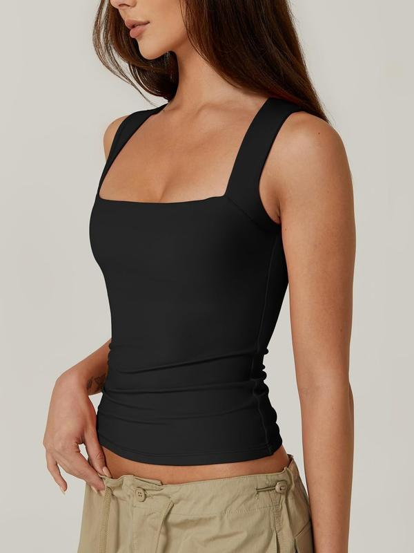 Women’s Square Neck Sleeveless Tank Top – Soft, Stretchy & Chic