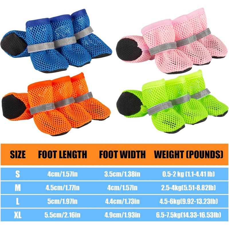 All-Season Breathable Mesh Dog Boots (4 Pcs)