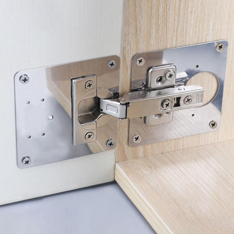 Stainless Steel Cabinet Hinge Repair Kit – Universal Mounting Plates with Screws