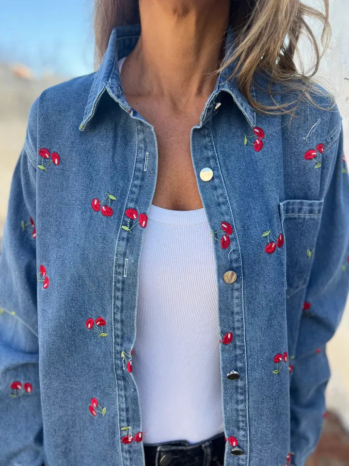 Women's Denim Cherry Coat