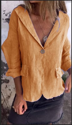 Cotton and Linen Casual Lapel Single-button Thin Coat