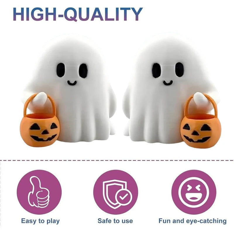 Mini Halloween Ghost Night Light – Squishy LED Pumpkin Buddy