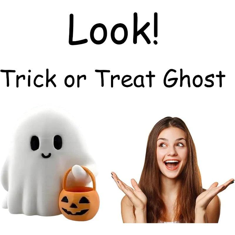 Mini Halloween Ghost Night Light – Squishy LED Pumpkin Buddy