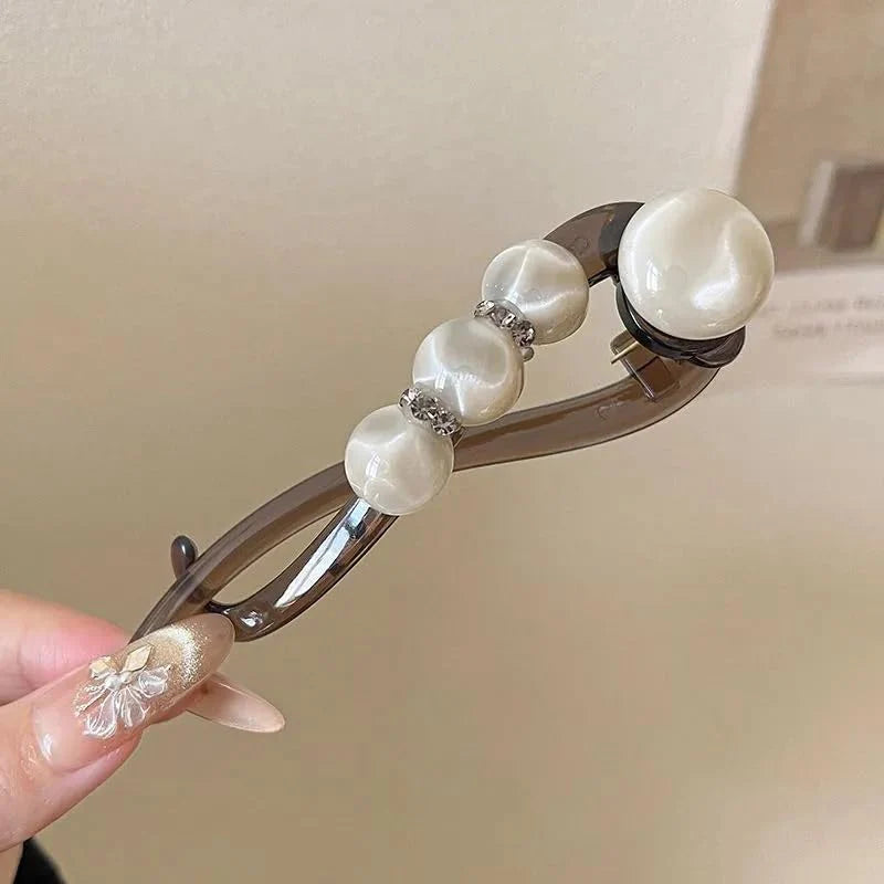 Elegant Rose Pearl Twist Hair Clip