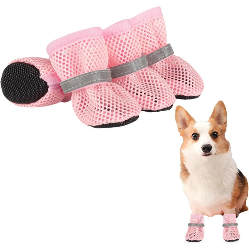 All-Season Breathable Mesh Dog Boots (4 Pcs)