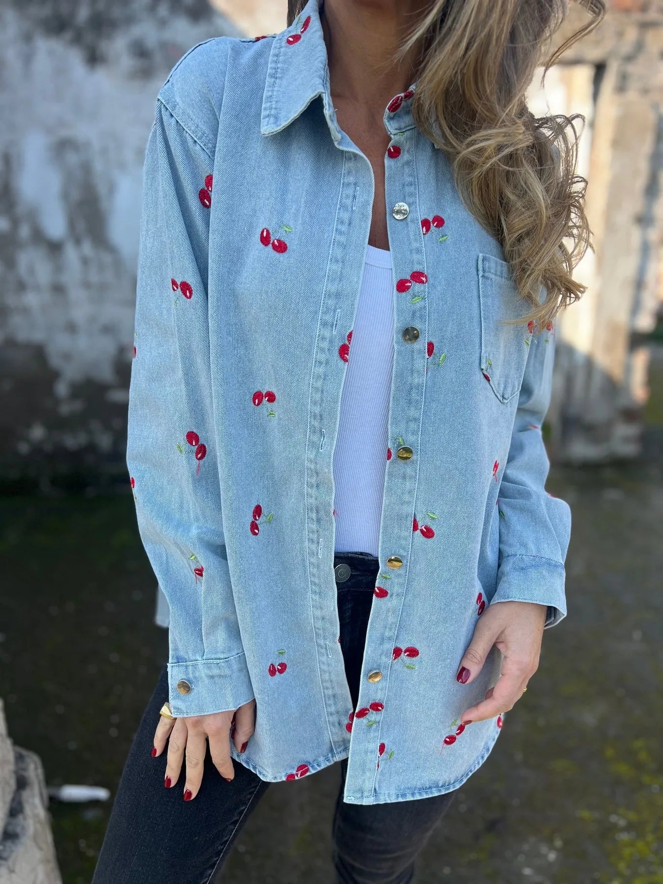 Women's Denim Cherry Coat