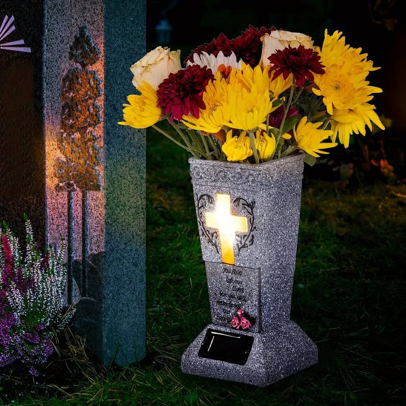 Solar Cemetery Grave Vase - Memorial Gifts For Loss Of Loved One