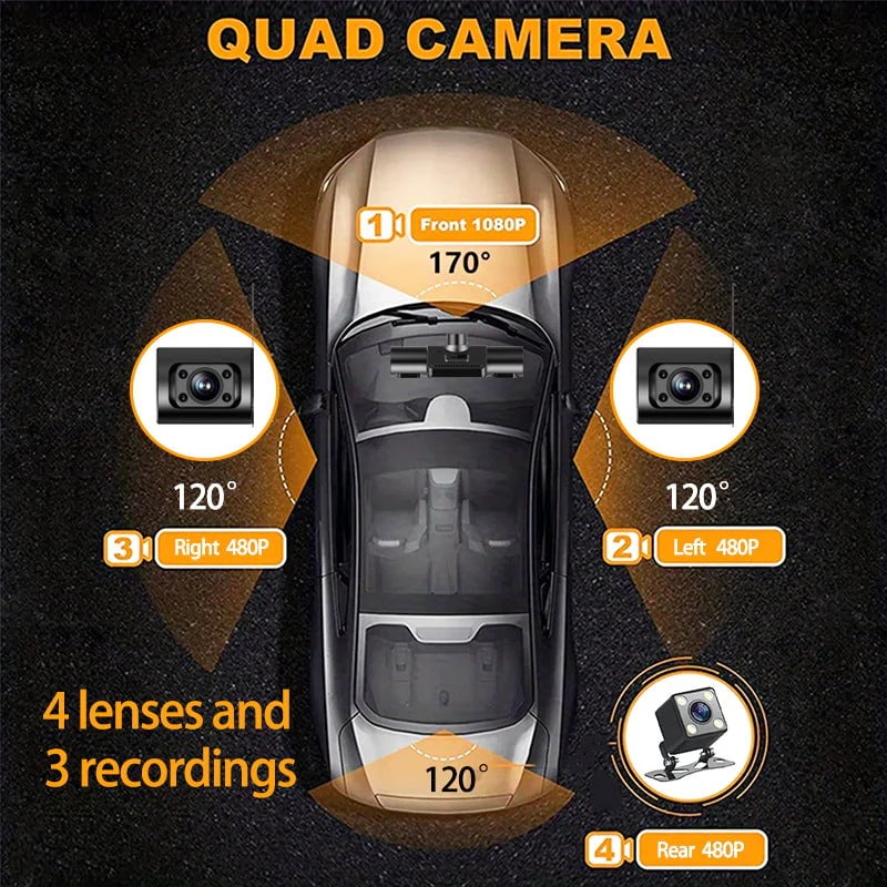🔥2025 New Style - 49% Off🔥1080P 4-Channel Dash Cam with Night Vision
