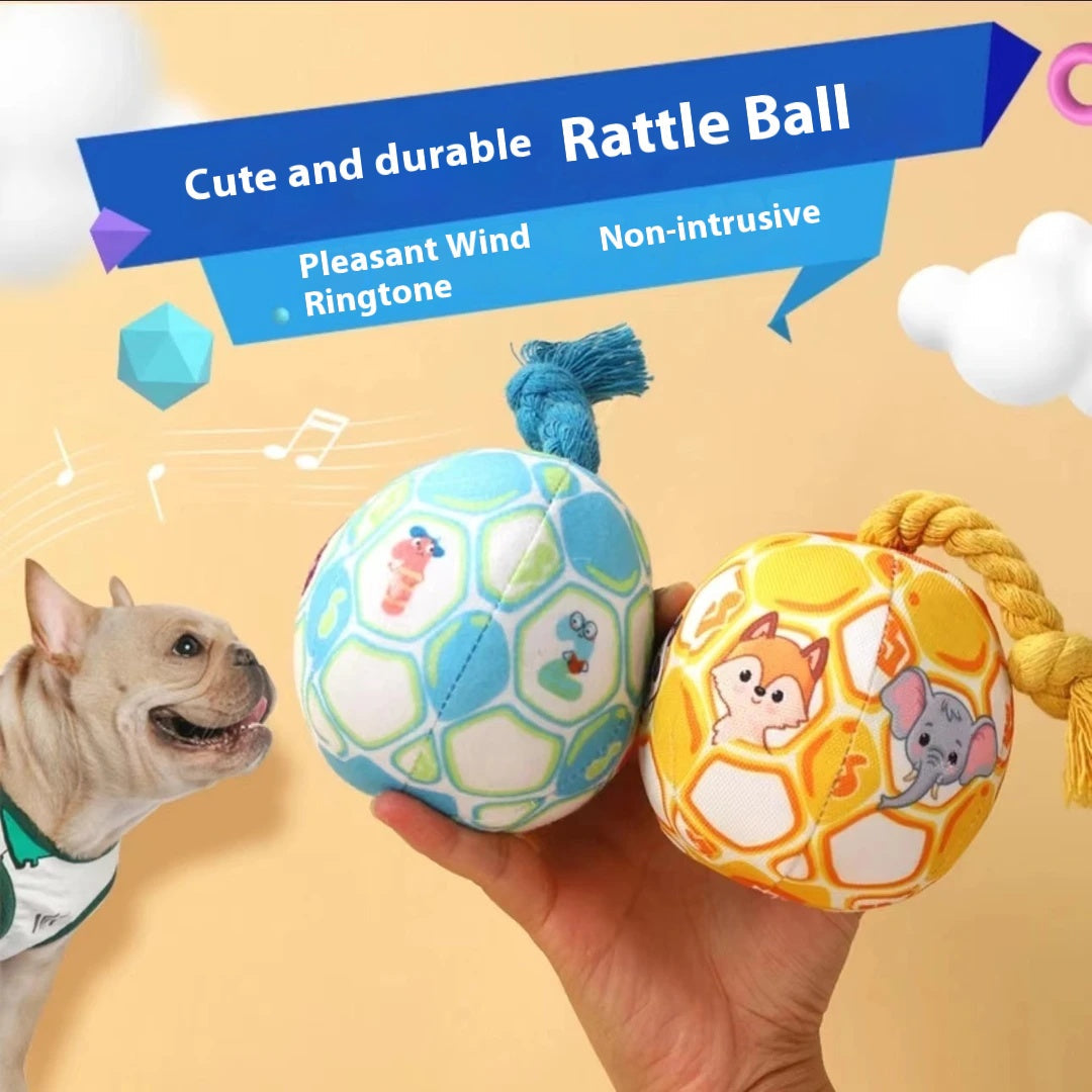 Plush Rattle Ball Toy with Cotton Rope Tail