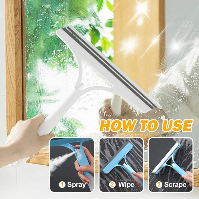 Spray-Scrub-Squeegee All-in-One Glass Cleaner