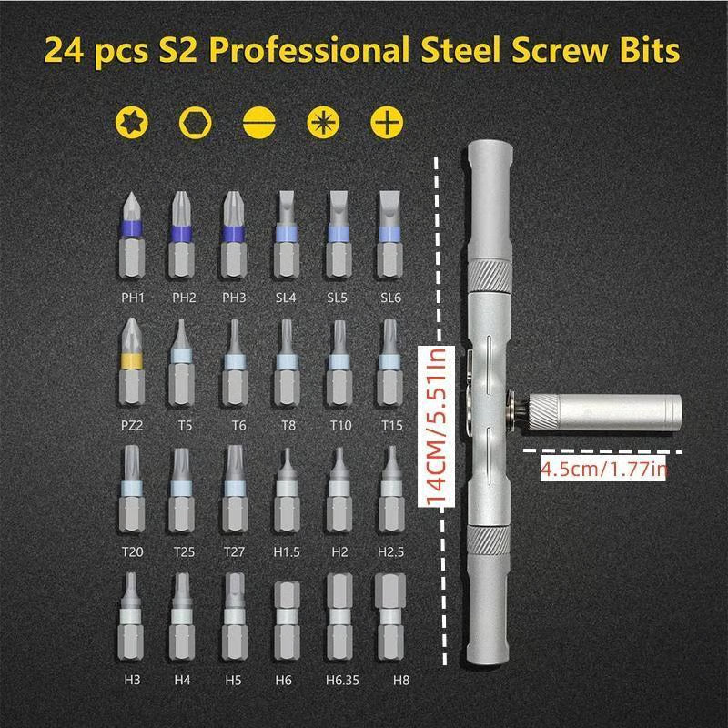 (đ„Summer Hot Sale- 30% OFF) 24 in 1 DlY Screwdriver Set Magnetic Compact and Portable Ratchet Screwdriver