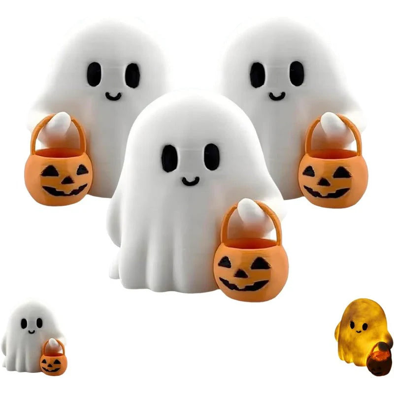 Mini Halloween Ghost Night Light – Squishy LED Pumpkin Buddy