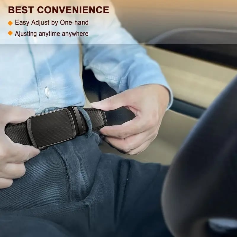 Eptchn Leather Ratchet Belt With Adjustable Buckle CrackSlick