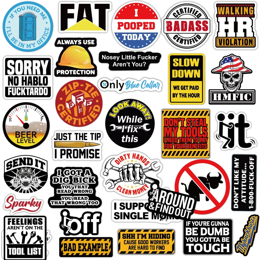 π₯123Pcs Blue Collar Funny Stickers π·ββοΈ