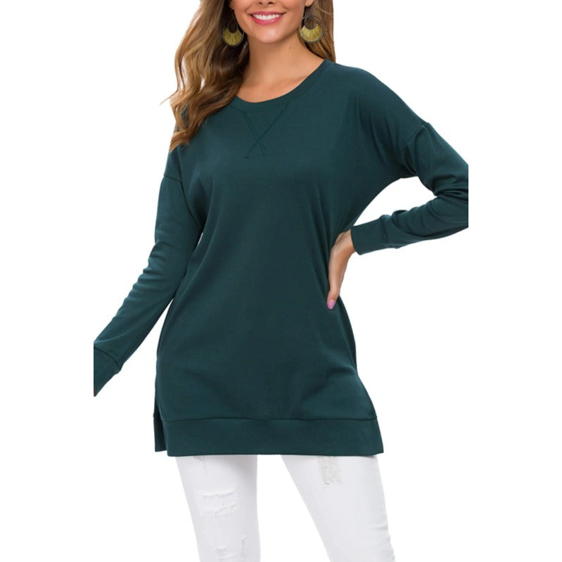 Women's Long Sleeve Side Slit Loose Tops