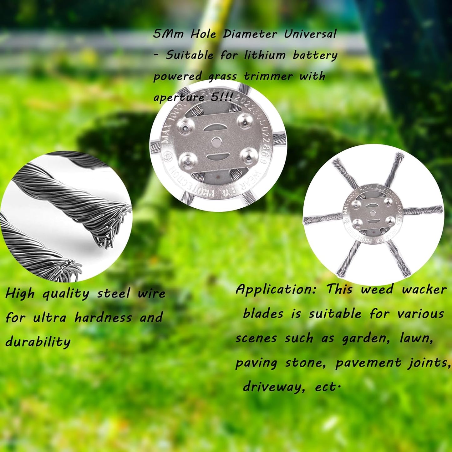 6" Twisted Wire Weed Brush – Steel Trimmer Head for 5 mm Shaft Electric Grass Cutters