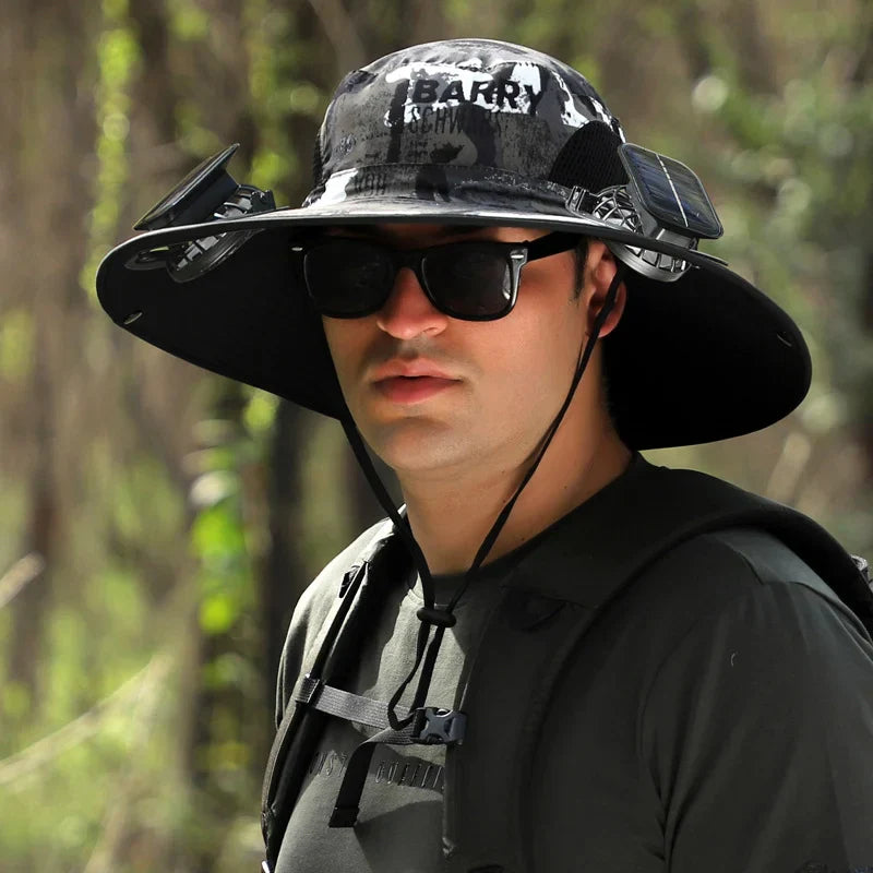 🔥Father's Day Sale 49% OFF - Wide Brim Solar Fan Outdoor Fishing Hat-Solar & USB Charging