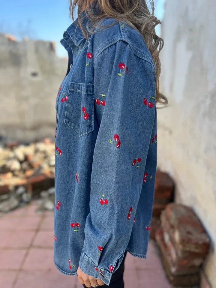 Women's Denim Cherry Coat