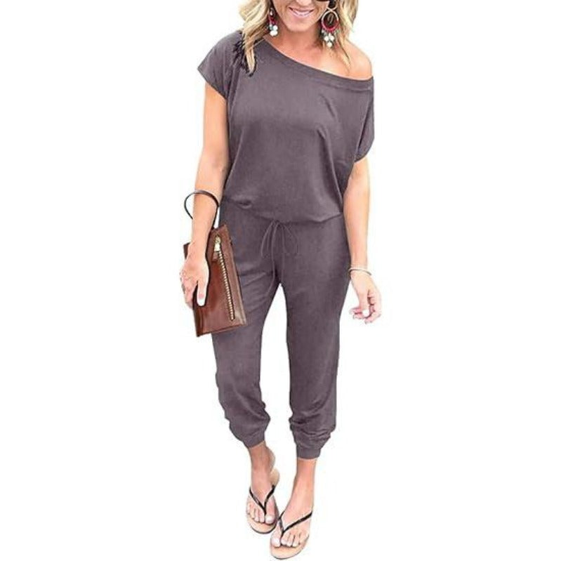 Off-Shoulder Jogger Jumpsuit – Lounge-to-Street Comfort with All-Day Style