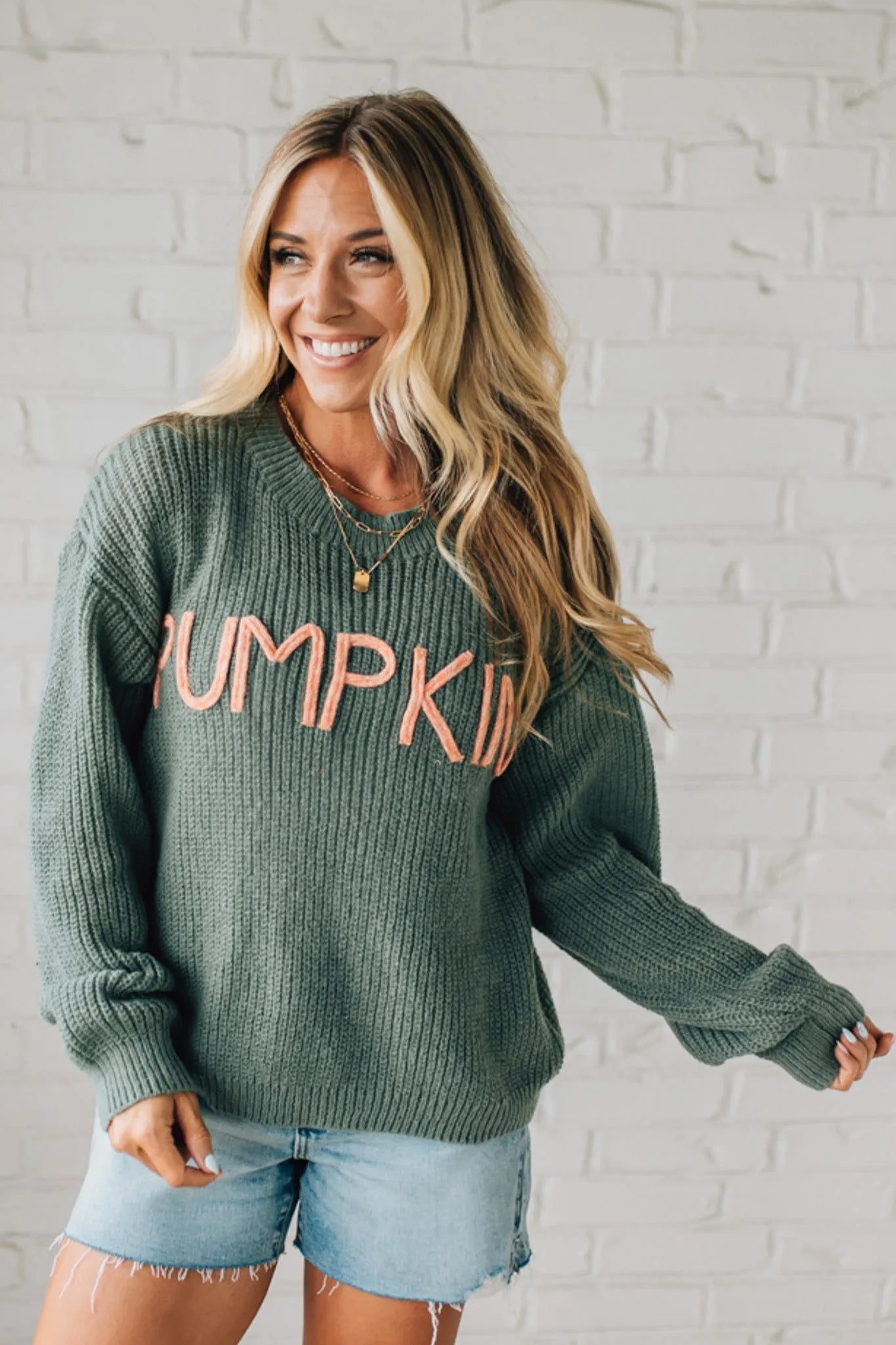 Pumpkin Lettered Boyfriend Sweater