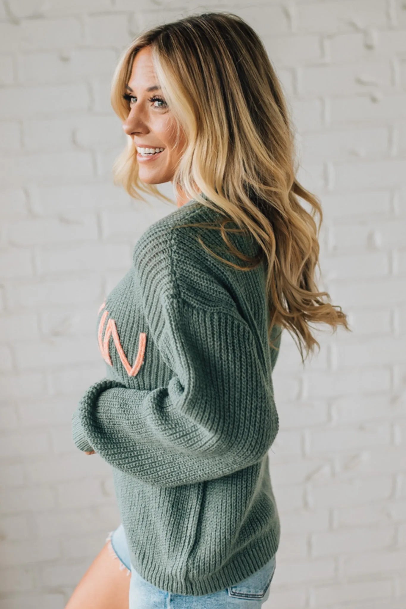 Pumpkin Lettered Boyfriend Sweater
