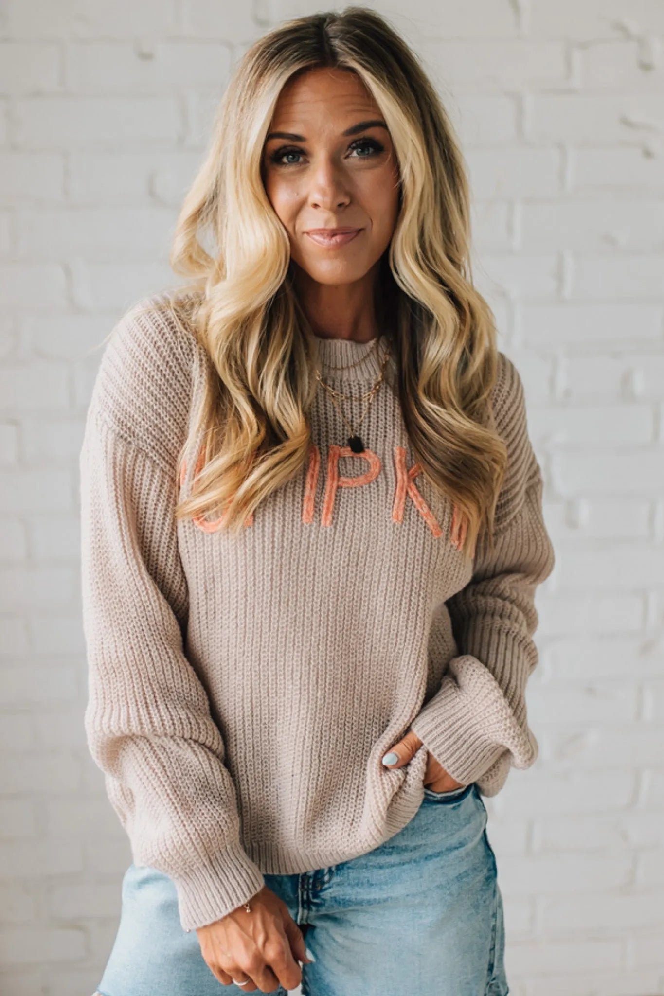 Pumpkin Lettered Boyfriend Sweater