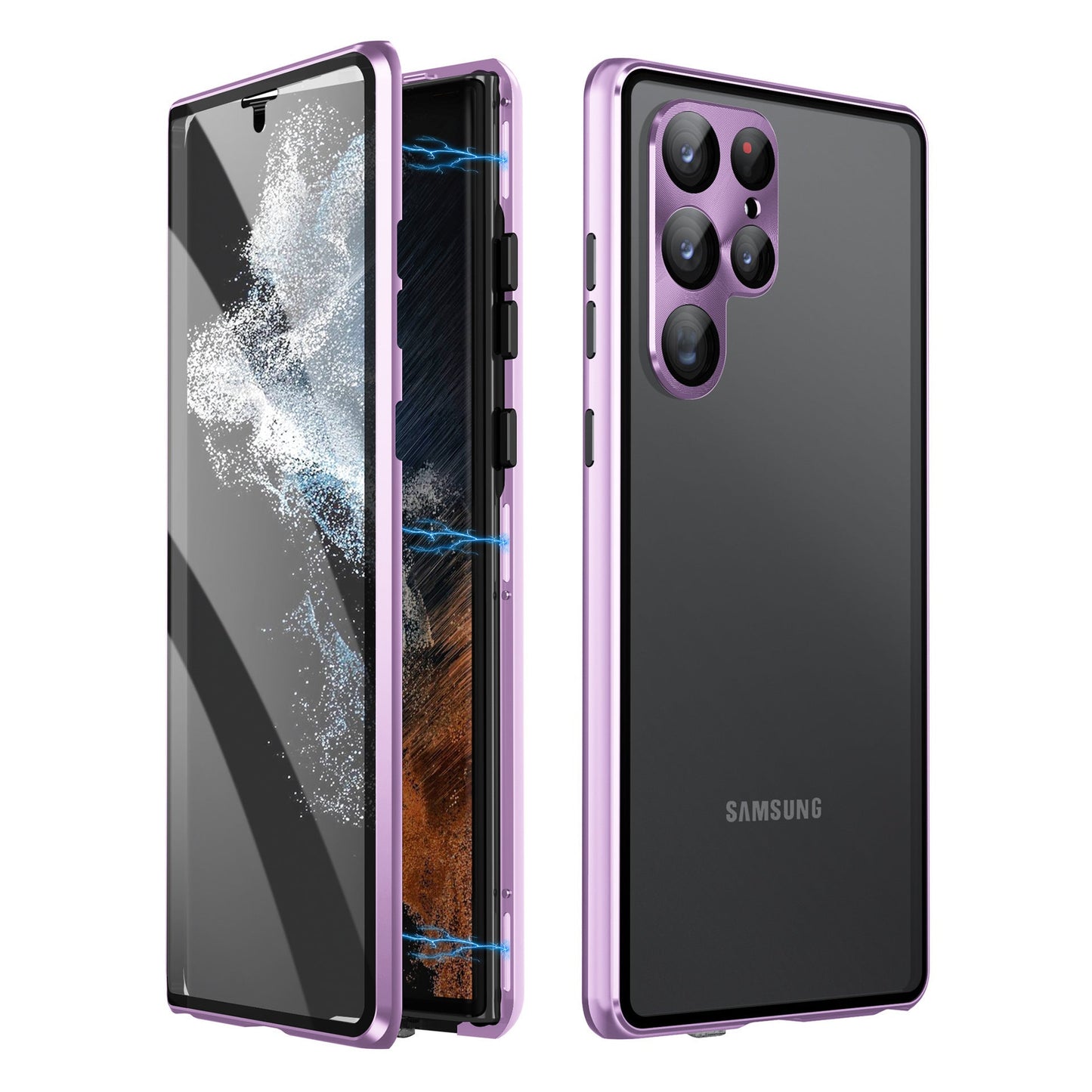 Anti-peeping Magnetic Tempered Glass Double-sided Phone Case For Samsung S21-25 Series