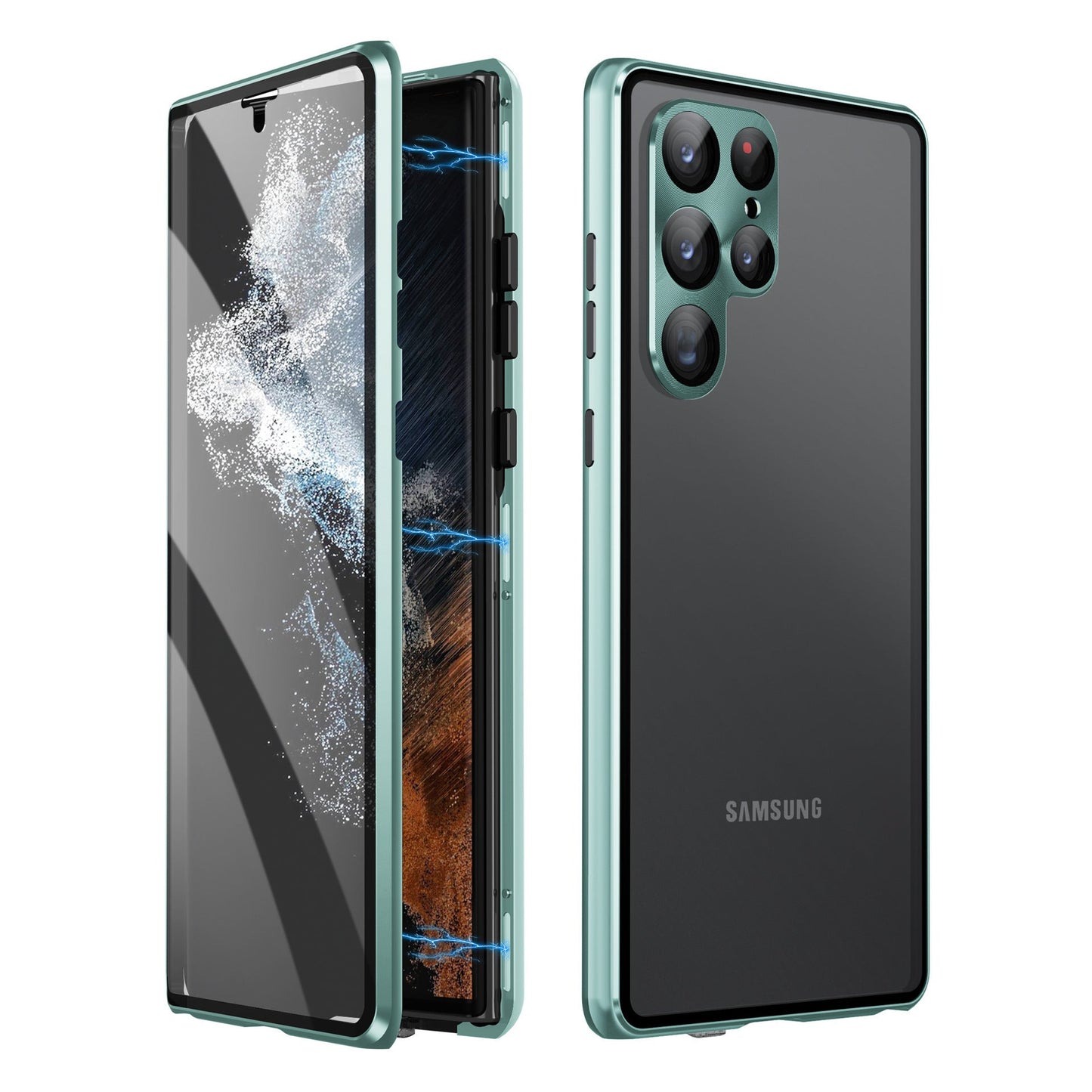 Anti-peeping Magnetic Tempered Glass Double-sided Phone Case For Samsung S21-25 Series