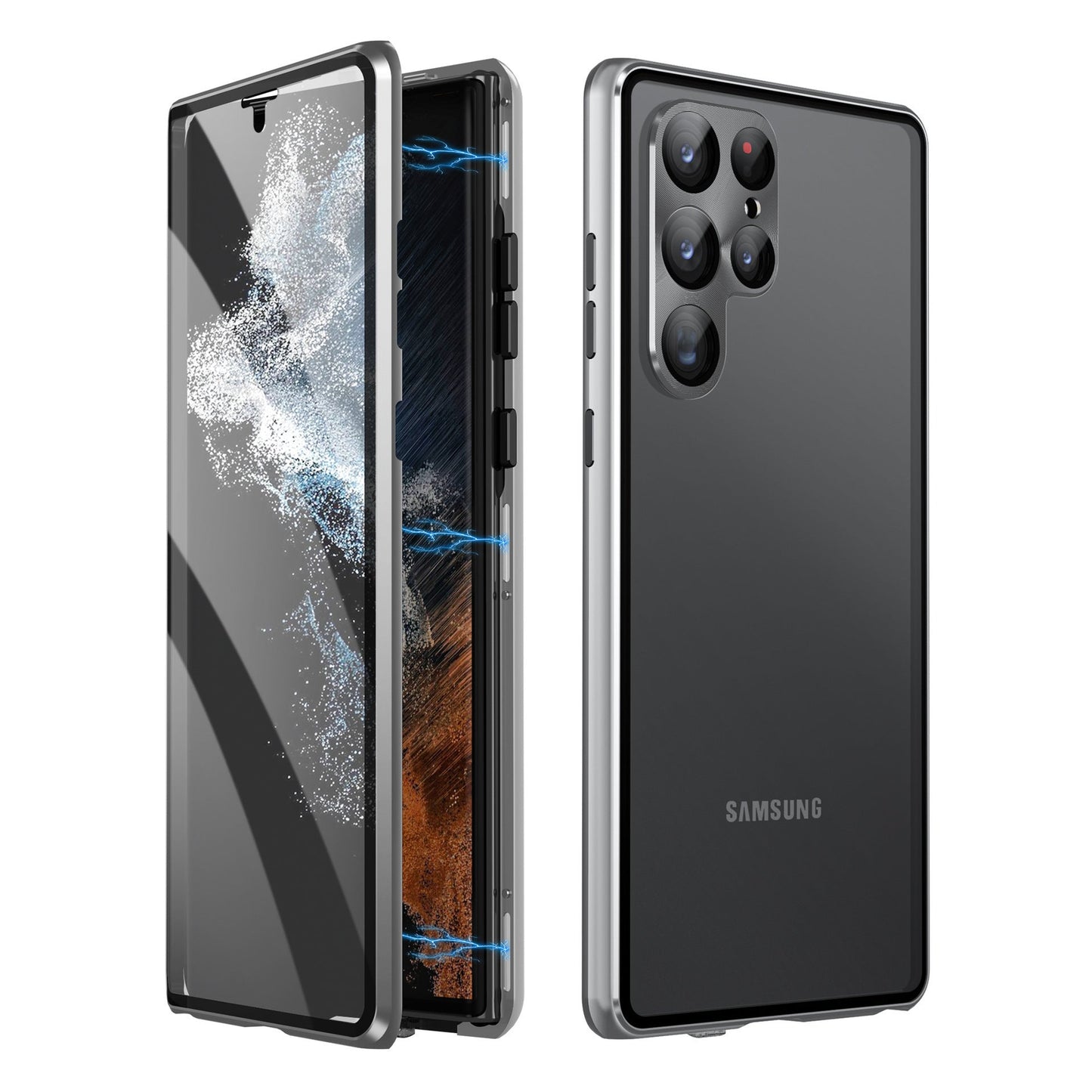 Anti-peeping Magnetic Tempered Glass Double-sided Phone Case For Samsung S21-25 Series