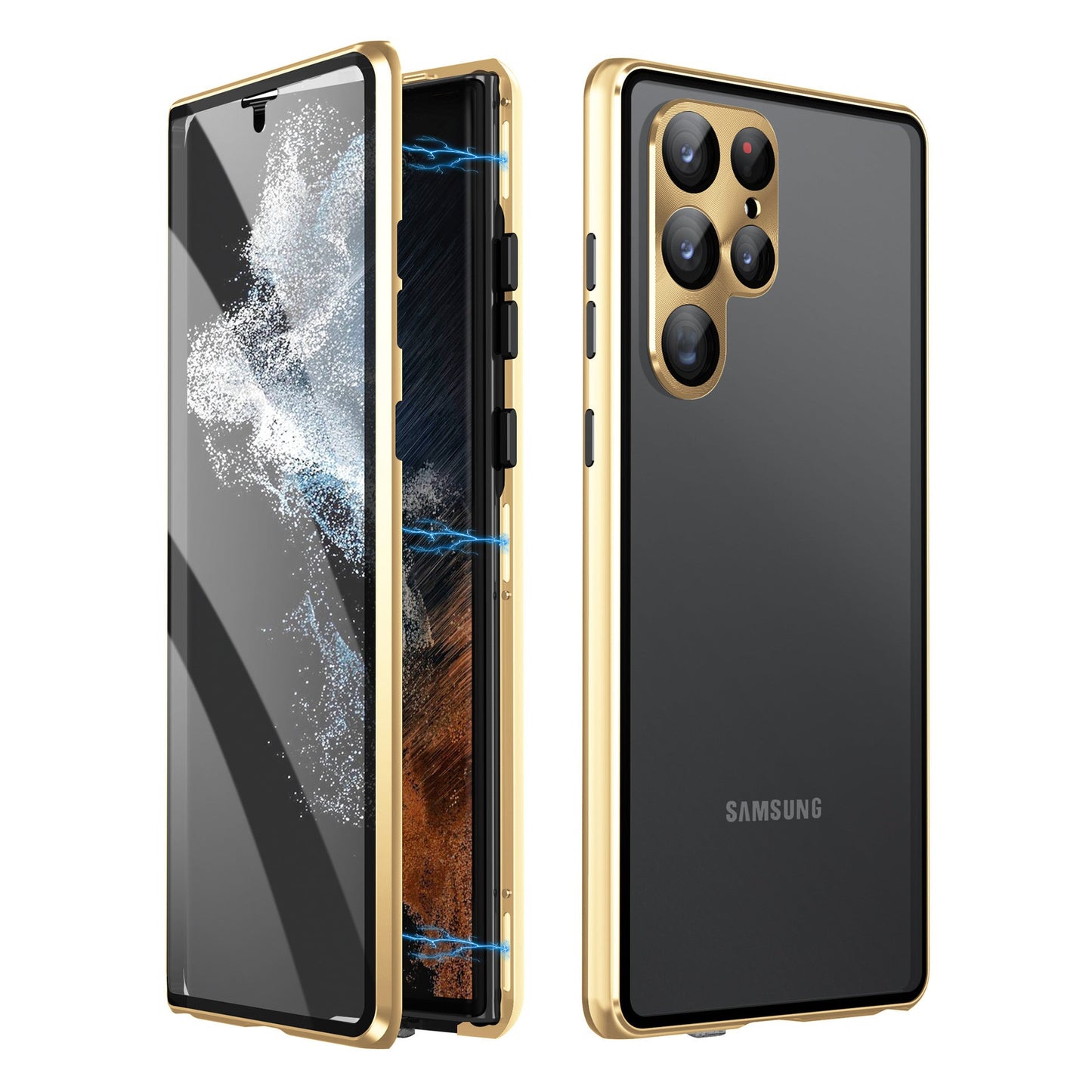 Anti-peeping Magnetic Tempered Glass Double-sided Phone Case For Samsung S21-25 Series