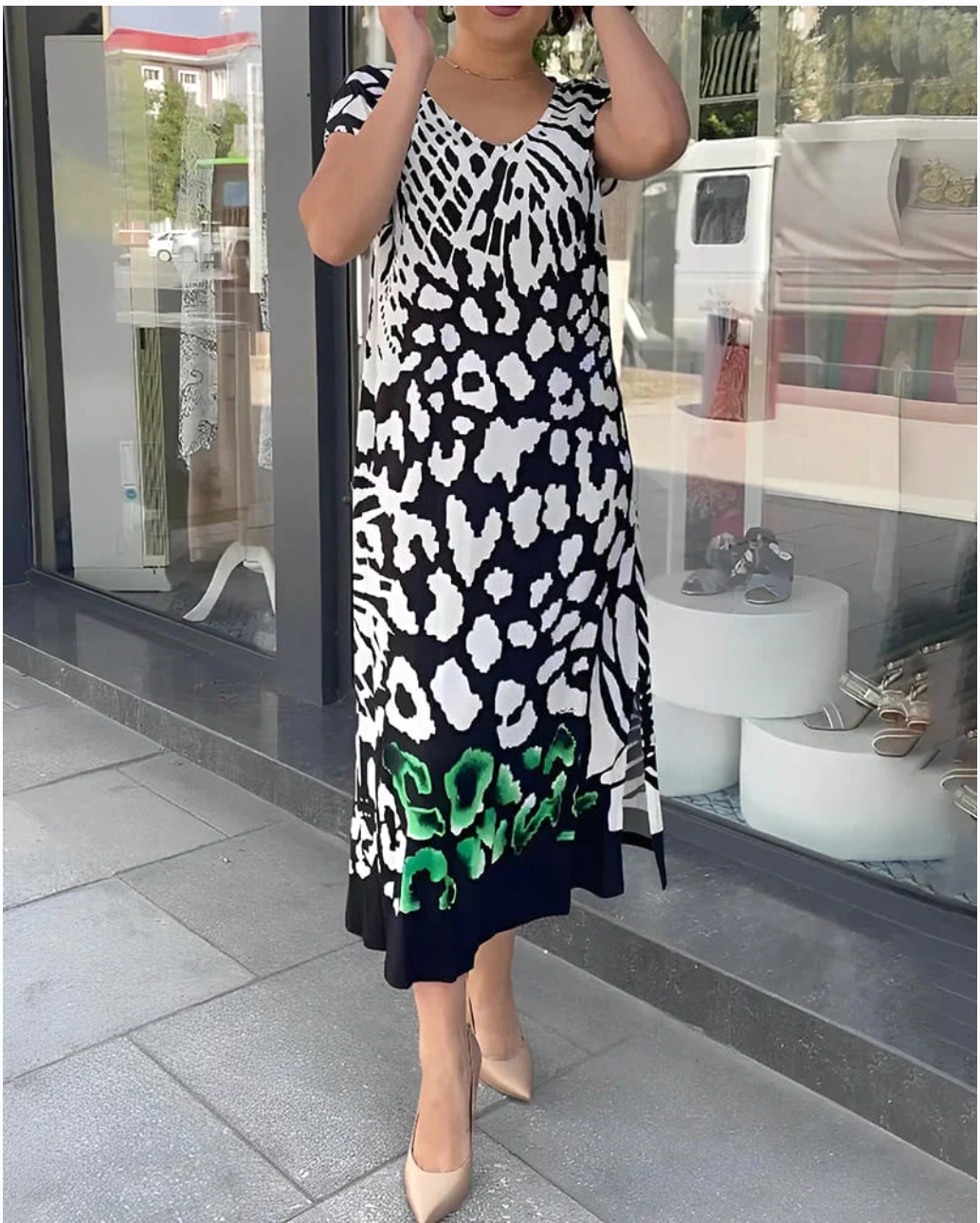 Casual Printed Short Sleeve Dress