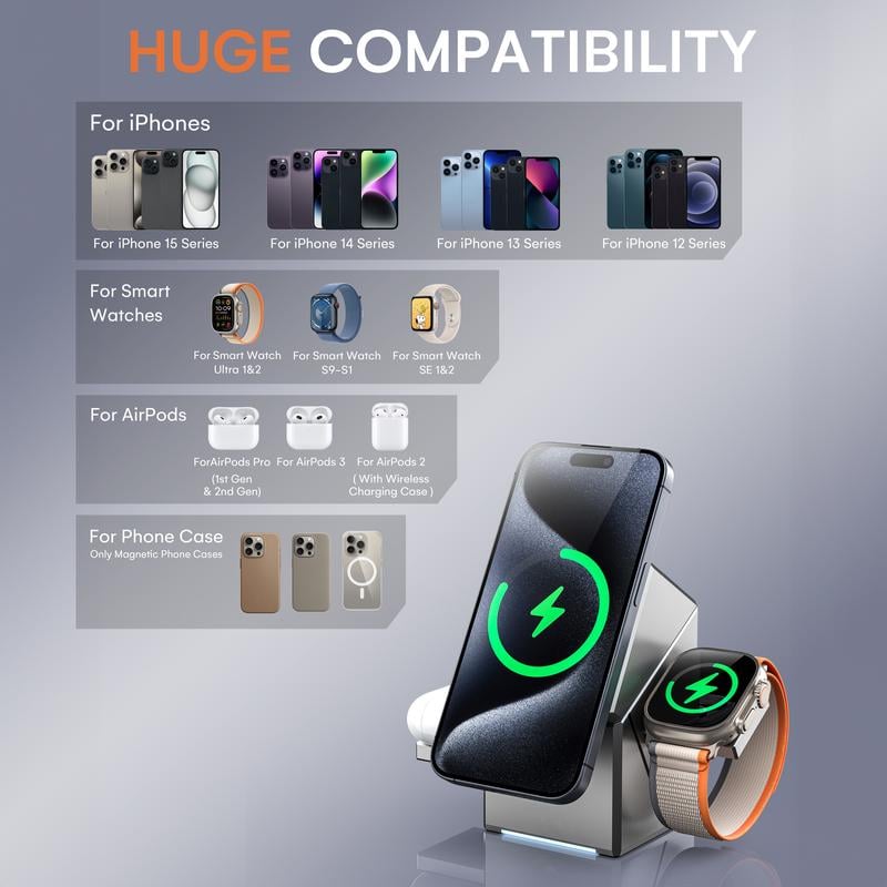 🔥 Three in One Wireless Fast Charger