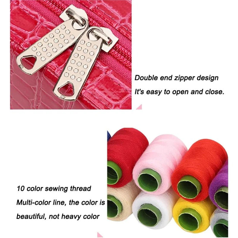Portable Sewing Kit in Faux Leather Case