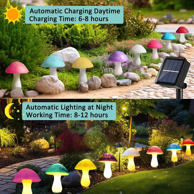 Color-Changing Solar Mushroom Garden Lights