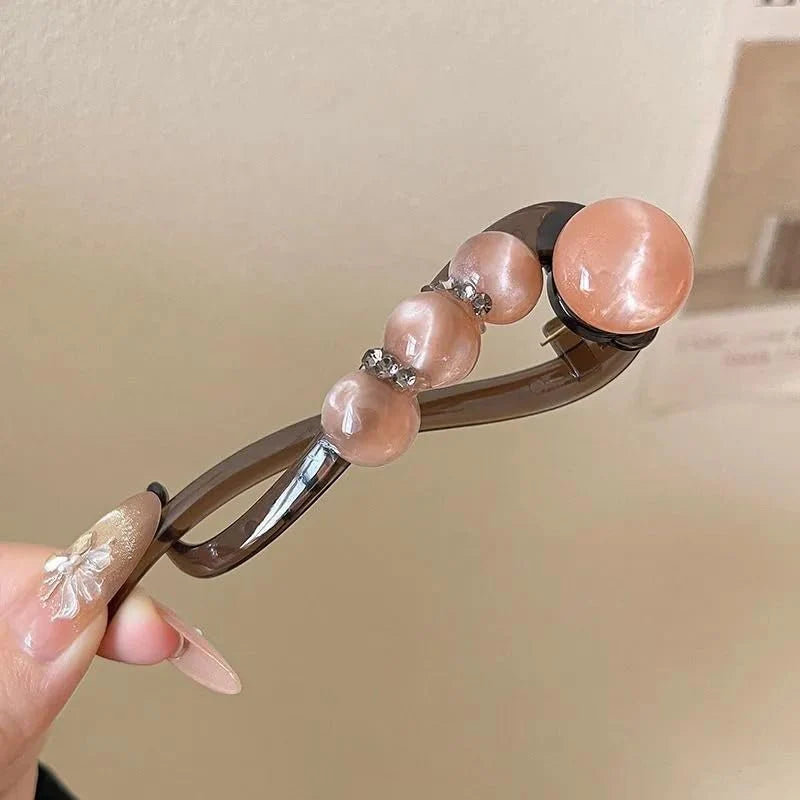 Elegant Rose Pearl Twist Hair Clip