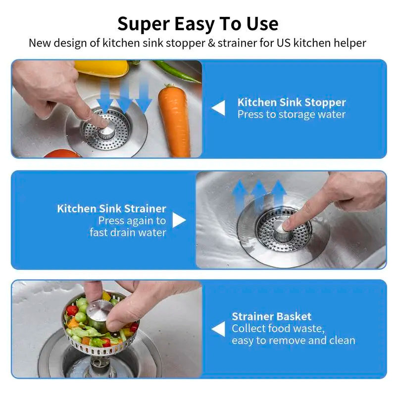 🔥LAST DAY 49% OFF-Upgraded 3 in 1 Kitchen Sink Drain Strainer
