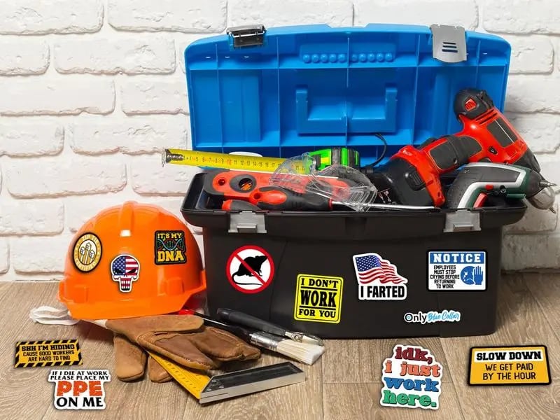 π₯123Pcs Blue Collar Funny Stickers π·ββοΈ