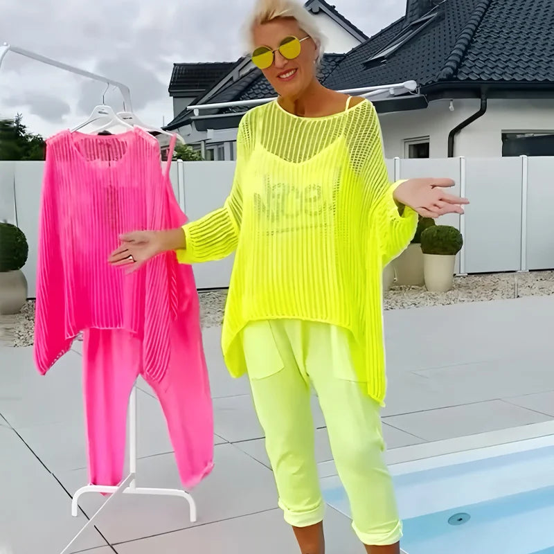🌞Summer Sale 50% OFF🌸Women's letter print jumpsuit + hollow smock leisure suit