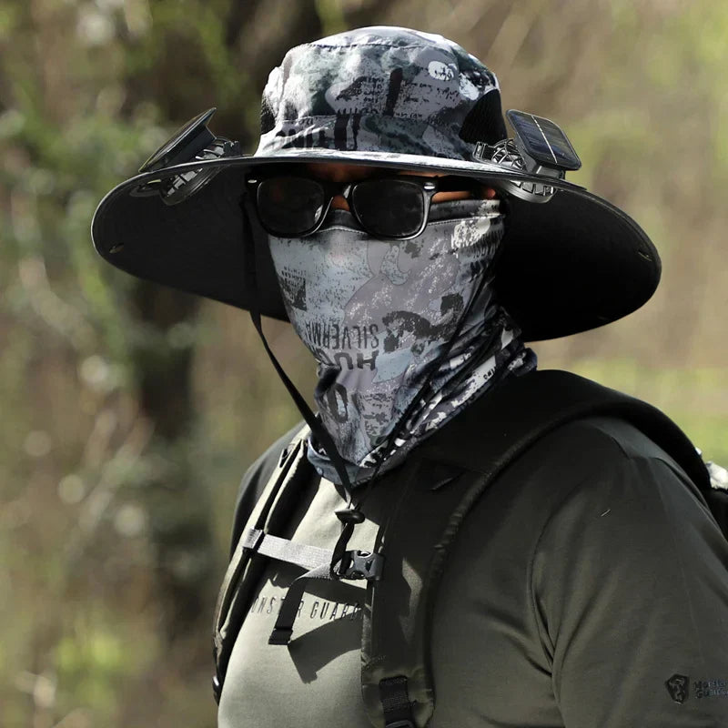 🔥Father's Day Sale 49% OFF - Wide Brim Solar Fan Outdoor Fishing Hat-Solar & USB Charging